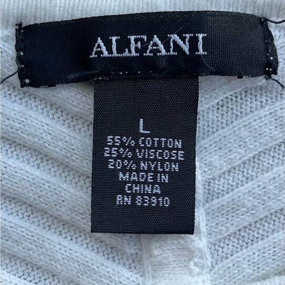 ALFANI BATWING OFF WHITE BLOUSE SIZE LARGE RIBBED PATTERN (FITS SMALL) - Picture 8 of 10